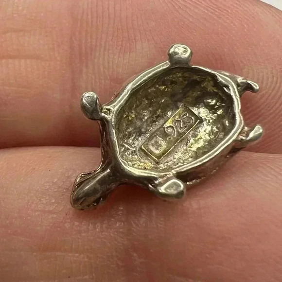 Sterling Silver 925 3D Turtle Dangle Drop Earrings Vintage Animal Cute Dainty - Picture 3 of 4